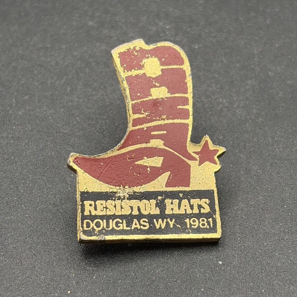 Resistol Hats Douglas Wyoming Cowboy Boot Lapel Hat Pin 1981 Vintage